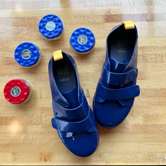 NIB Mini Melissa Mel Go Sneaker in Blue/Yellow - Picture 3 of 6